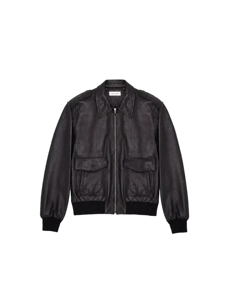 Ernest W. Baker 80's Crocodile Leather Bomber